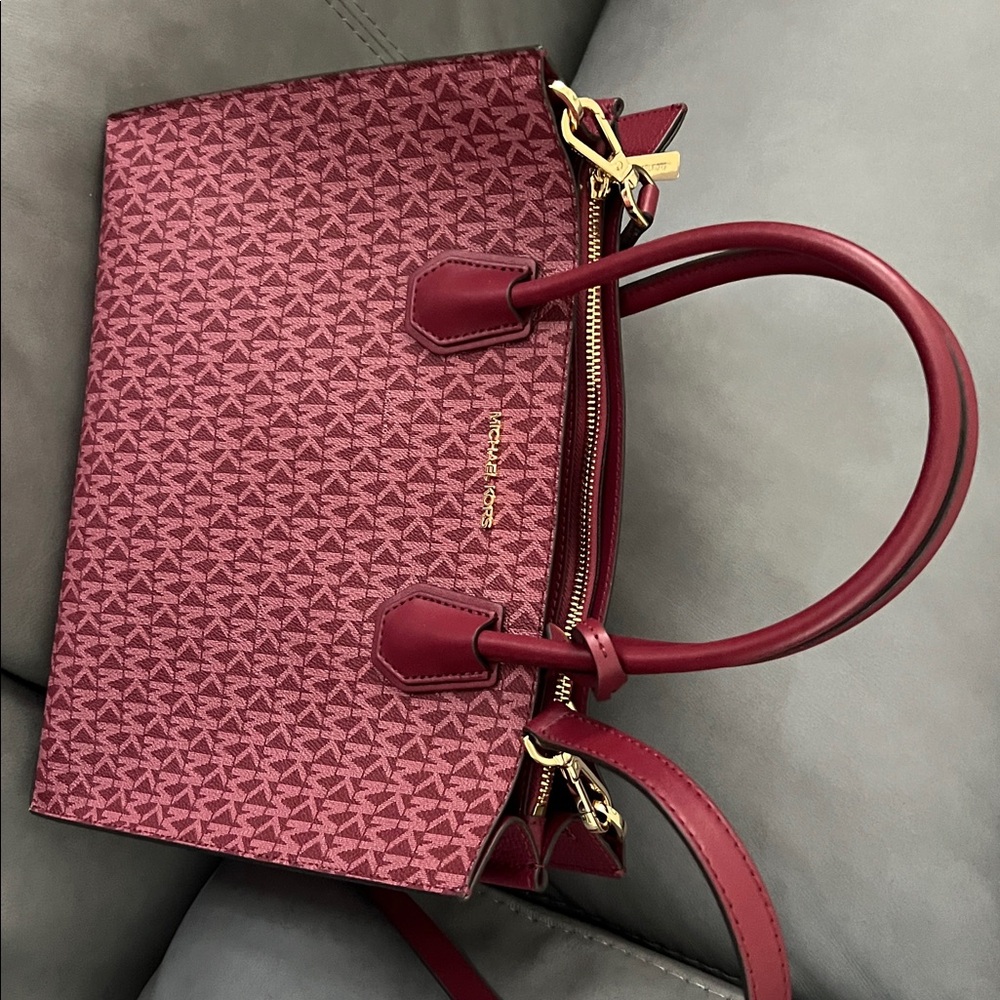 Michael Kors Burgundy Patterned Tote